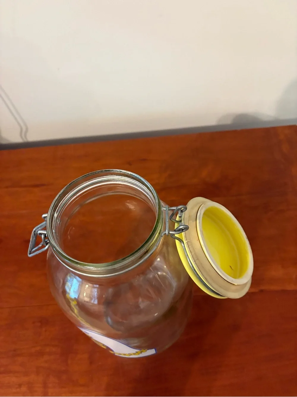 Vintage Carlton Goose Glass Cookie Jar Yellow Lid Canister 1982 Farmhouse Decor